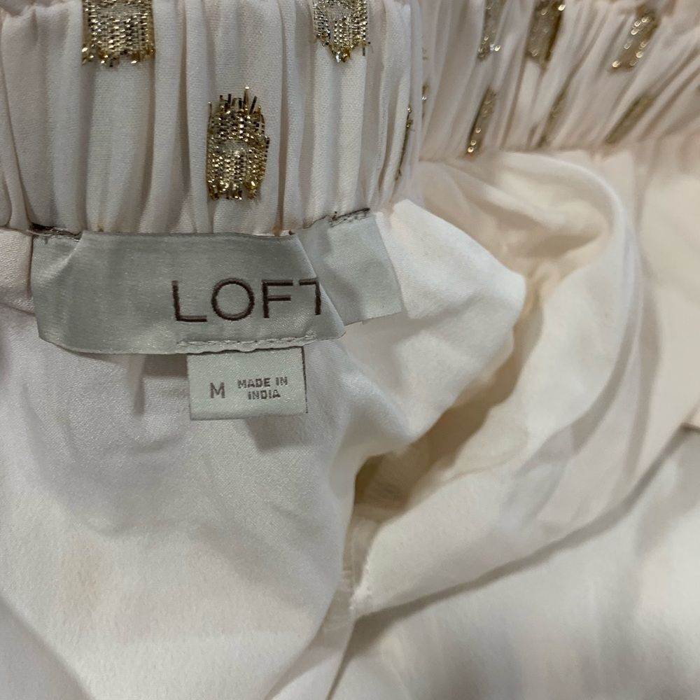 LOFT Cream Ruffled Bib Collar Blouse - Picture 3 of 10